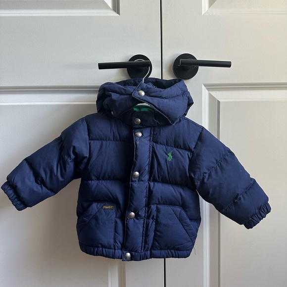Polo Ralph Lauren Boys Blue Down Puffer Jacket size 12M - Picture 1 of 9